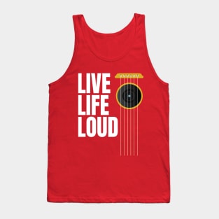 Live Life Loud - Music Lovers Design with Guitar Strings and Loudspeaker Tank Top